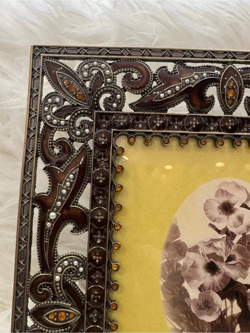 Ornate Brown and Silver Decorative 4x6 Picture Frame
